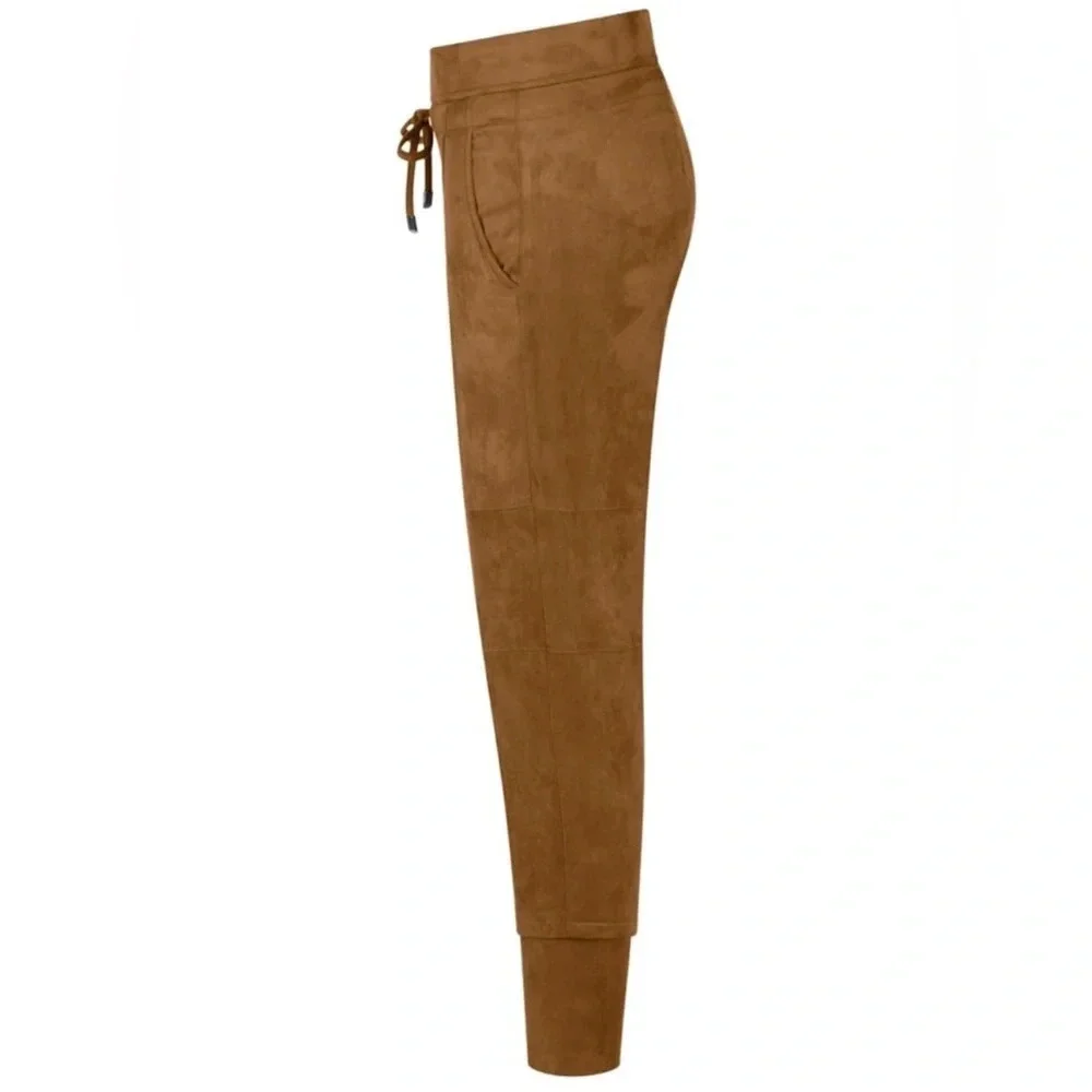 Raffaello Rossi Faux Suede Candice Jogger Pants Drawstrings Camel Brown